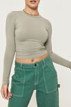 Miley Long Sleeve Fitted Top, OPAL GREY