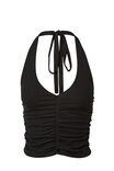 Rami Ruched Halter Top, BLACK - alternate image 6