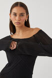 Jessa Bell Sleeve Knit Mini Dress, BLACK - alternate image 4