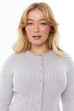 Kendal Cropped Knit Cardigan, GREY MARLE - alternate image 4