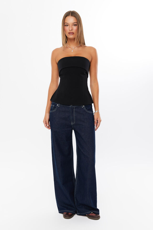 Pamela Strapless Top, BLACK