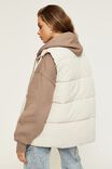 Recycled Longline Puffer Vest, COOKIES AND CREAM