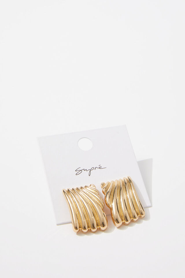 Earring Single Pack, GOLD/WHIRL