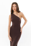 Soft One Shoulder Maxi Dress, ESPRESSO BROWN - alternate image 2