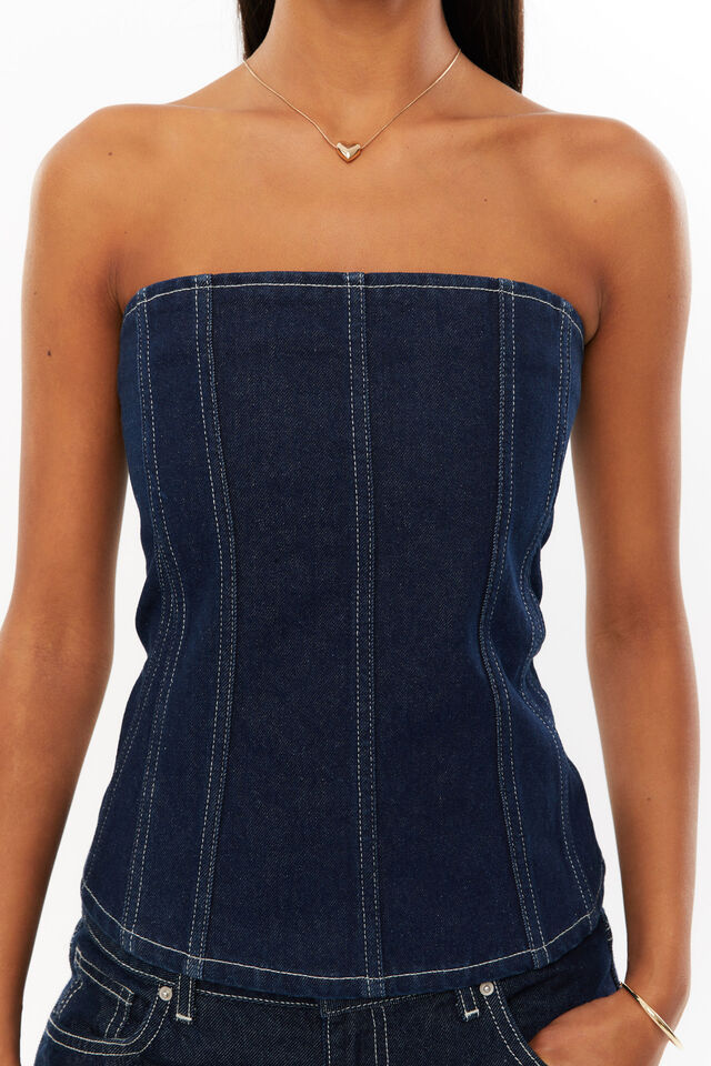 Delilah Denim Corset, INDIGO