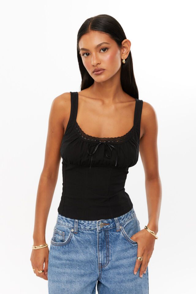 Lana Gathered Top, BLACK