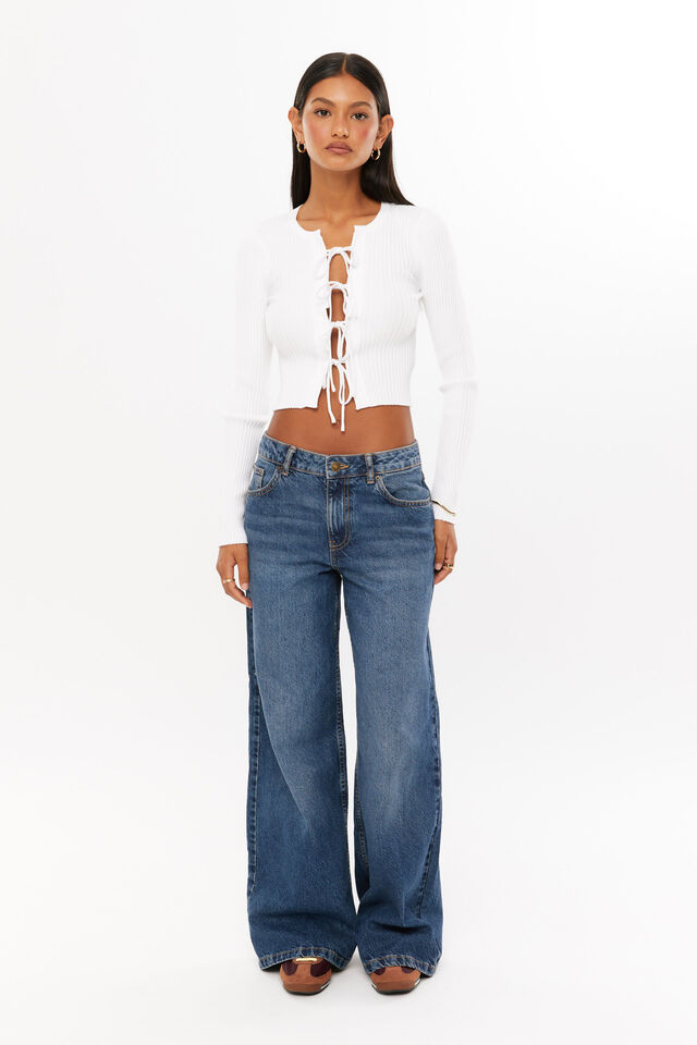 Tanelle Tie Front Knit Top, WINTER WHITE