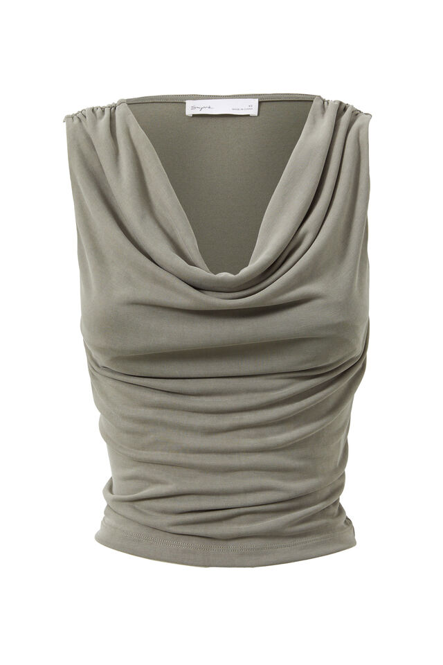 Carly Cowl Neck Top, OLIVE GREEN
