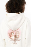 New York Kitten Oversized Fleece Hoodie, COSY CREAM/NEW YORK KITTY - alternate image 1