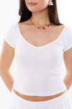 Neve Short Sleeve Off Shoulder Top, WHITE - alternate image 4