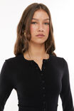 Cassie Button Through Knit Cardi, BLACK - alternate image 4