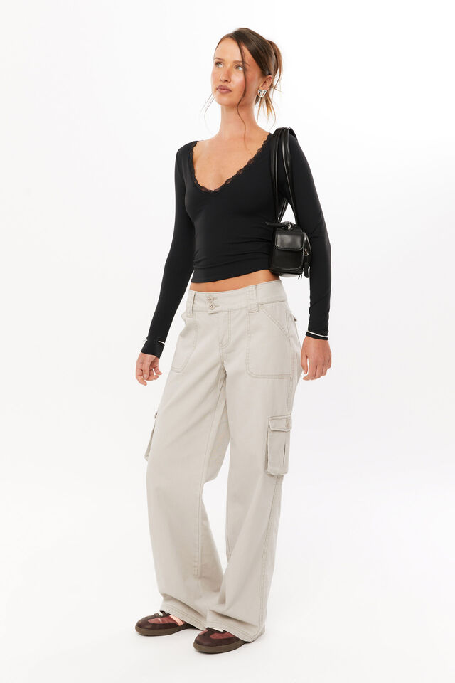 Super Smooth Isla Long Sleeve Top, BLACK