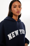 New York Oversized Fleece Hoodie, NIGHT NAVY/NEW YORK - alternate image 4