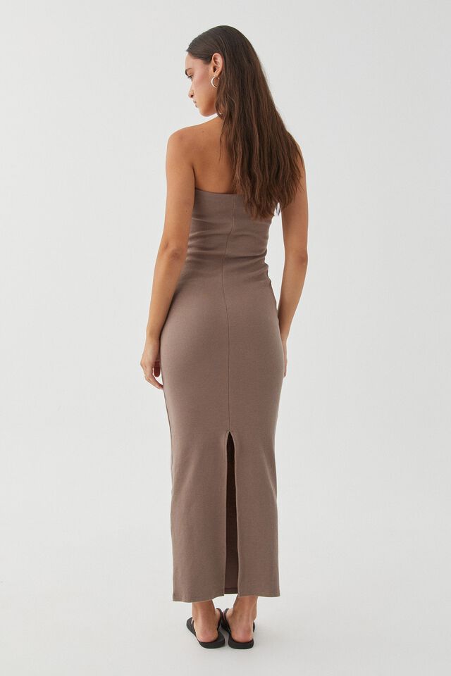Mary Strapless Maxi Dress, MINK BROWN