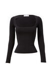Elodie Square Neck Long Sleeve Top, BLACK - alternate image 6