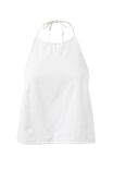 Denim Open Back Halter Top, WHITE - alternate image 6