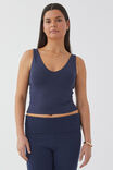 Luxe V Neck Tank, ALL STAR NAVY - alternate image 1