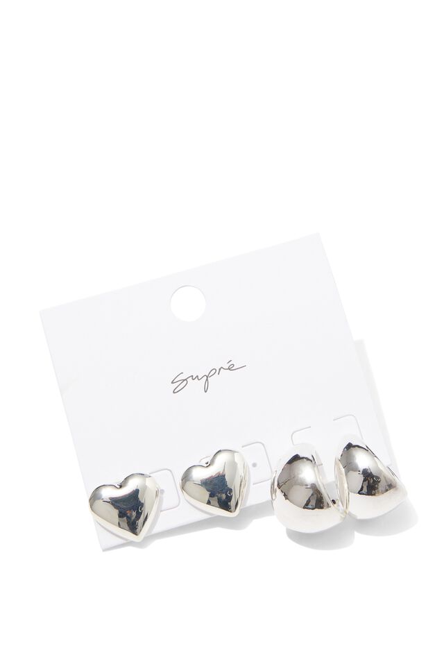 Chunky Earring Pack, SILVER