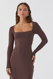 Soft Long Sleeve Maxi Dress, ESPRESSO BROWN - alternate image 4