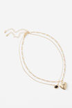 Stack Charm Necklace, GOLD/STONE & LOCKET - alternate image 1