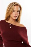 Pippa Off Shoulder Knit Jumper, DARK PLUM - alternate image 3