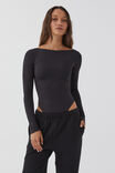 Luxe Backless Long Sleeve Bodysuit, BLACK - alternate image 4