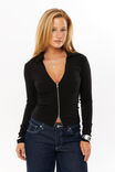 Isabel Zip Through Shirt, BLACK - alternate image 1