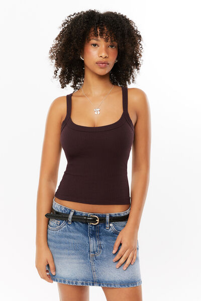 Riri Scoop Neck Tank, BROWN BERRY