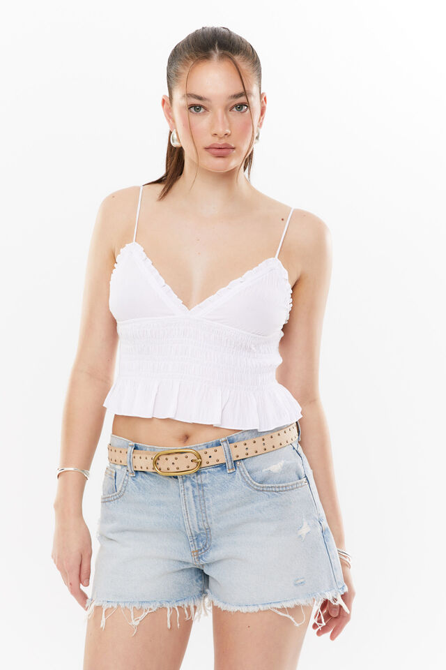 Ollie Shirred Cami, WHITE