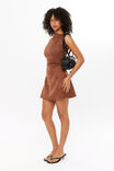 Maya A-Line Faux Suede Mini Dress, CHESTNUT - alternate image 5