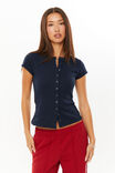 Lexy Rib Button Through Tee, NIGHT NAVY - alternate image 1