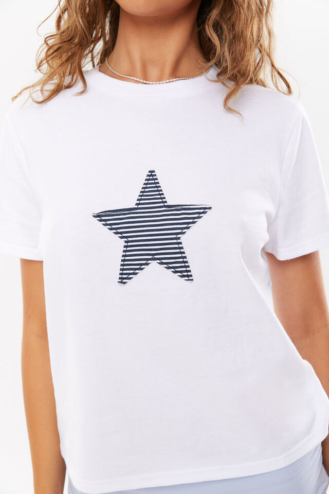 Stripe Star Graphic Tee, WHITE/STRIPE STAR