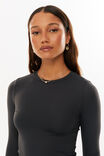 Luxe Long Sleeve Longline Tee, CHARCOAL - alternate image 2