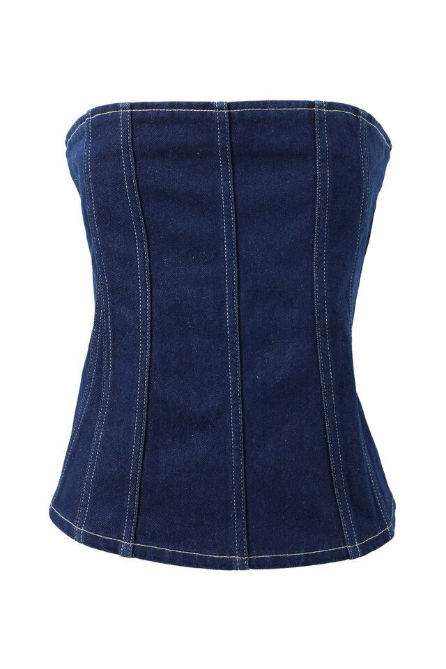 Delilah Denim Corset, INDIGO