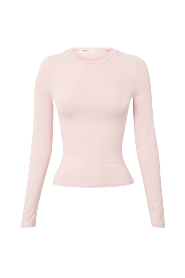 Luxe Long Sleeve Longline Tee, PRINCIPESSA PINK