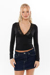 Luxe Georgia Long Sleeve Top, BLACK - alternate image 1