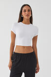 Luxe Cropped Short Sleeve Top, WHITE - alternate image 1