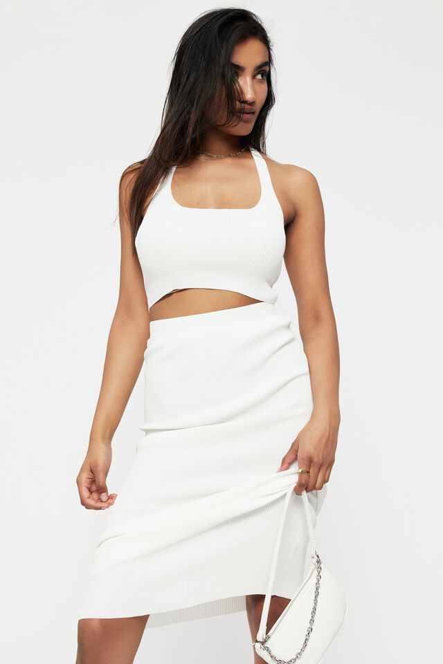 Kaycee Midi Tube Skirt, WHITE