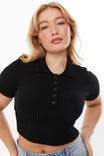 Shani Short Sleeve Knit Polo, BLACK - alternate image 4