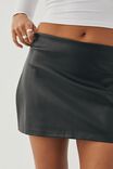 Vegan Leather Mini Skirt, BLACK - alternate image 3