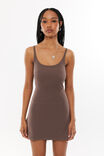 Lulu Scoop Neck Mini Dress, BROWN CAROB - alternate image 2