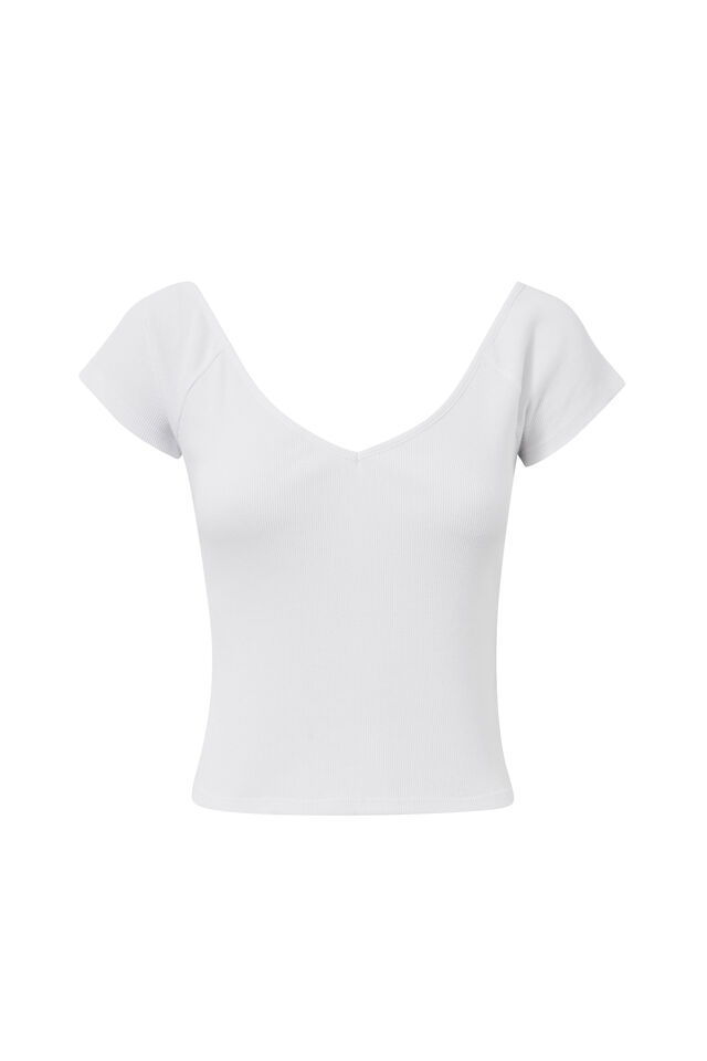 Neve Short Sleeve Off Shoulder Top, WHITE