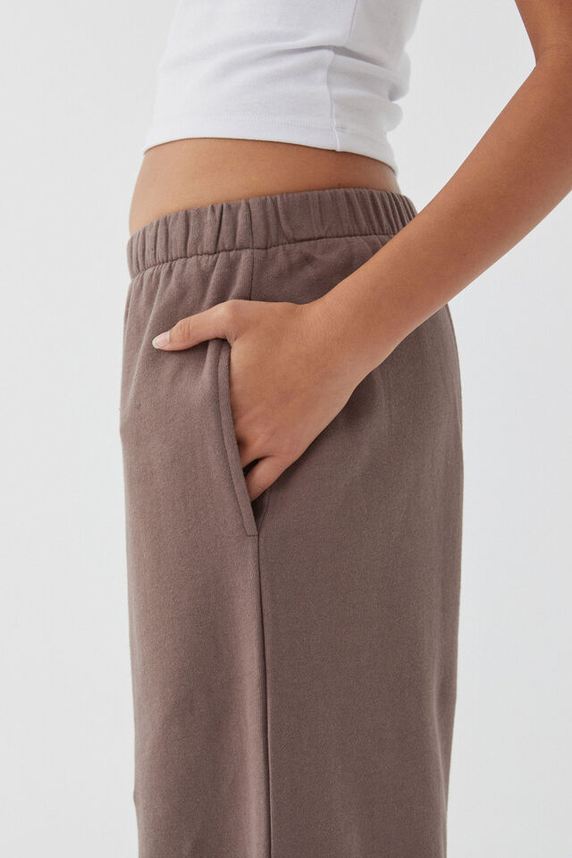 Relaxed Wide Leg Track Pant, BROWN CAROB