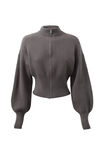 Daisy Zip Through Knit Bomber, CHROME GREY - alternate image 6