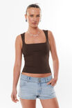 Luxe Open Neck Top, ESPRESSO BROWN - alternate image 1