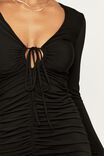Aria Ruched Formal Dress, BLACK