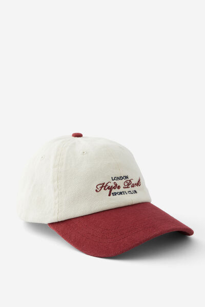 Emily Graphic Baseball Cap, WHITE & BURGUNDY/HYDE PARK