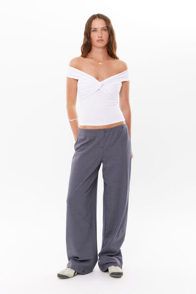 Jade Jersey Lounge Pant, WASHED NAVY/WHITE STRIPE