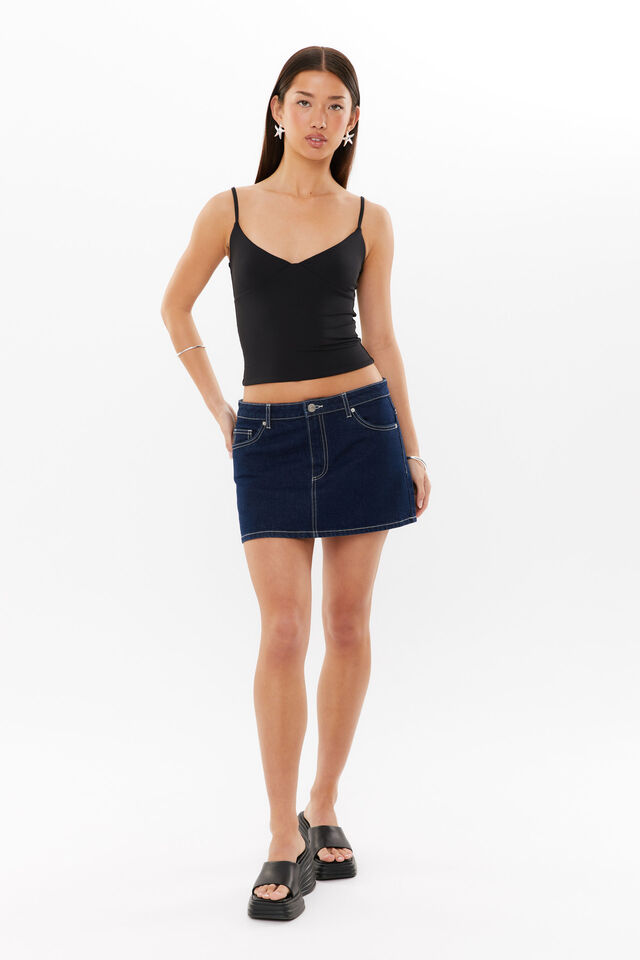 Luxe Strappy V Neck Cami, BLACK