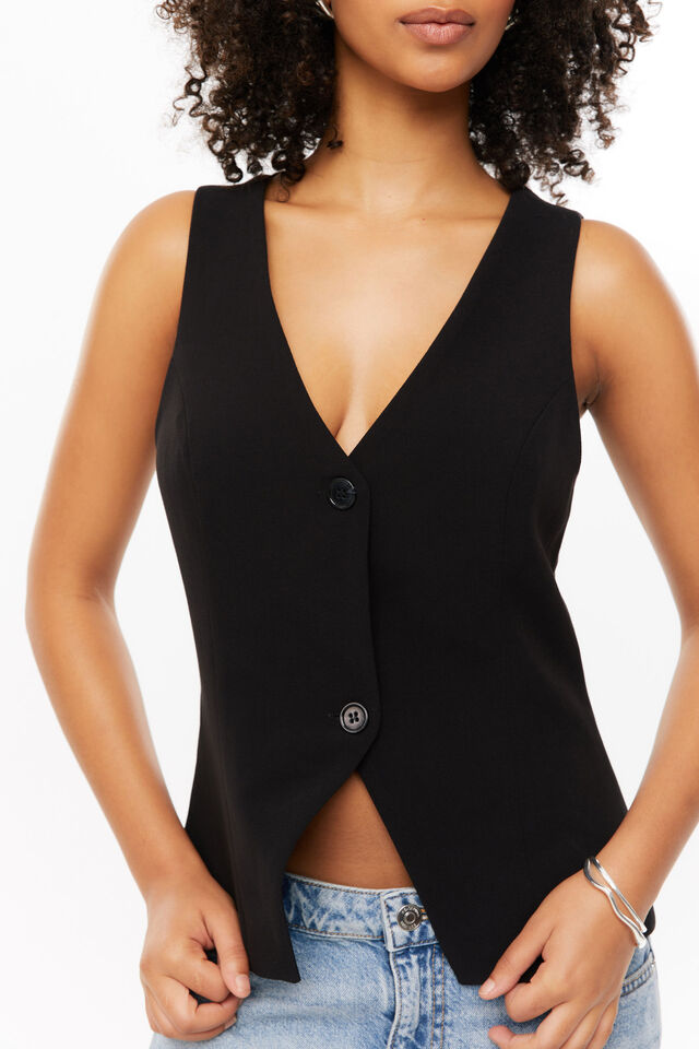 Taylor Longline Vest, BLACK